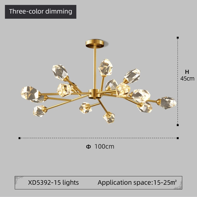 Kristy Luxurious Crystal Chandelier Living Room Golden - Neutral Decor