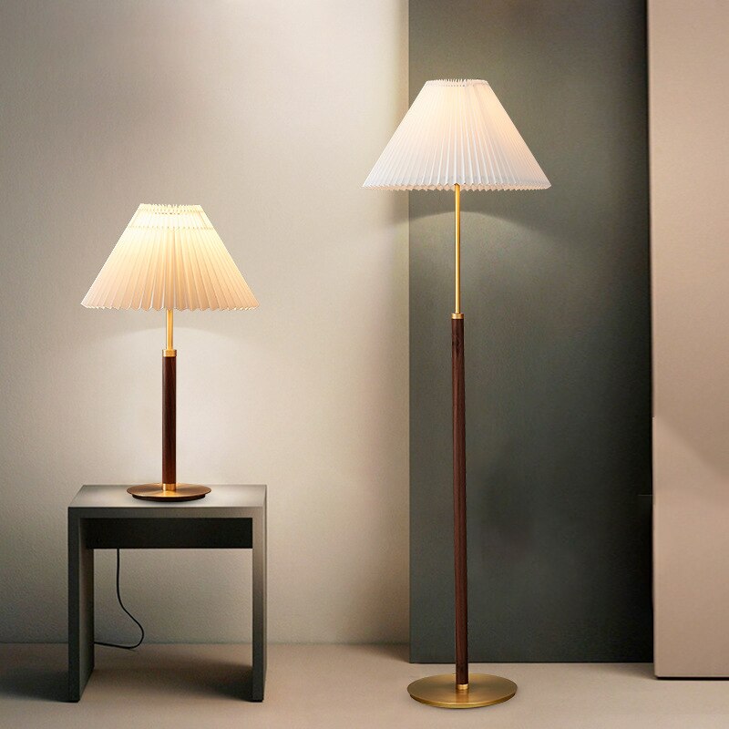 Ozawa Simple Walnut/Metal/Fabric, Table/Floor Lamp, Living Room - Neutral Decor