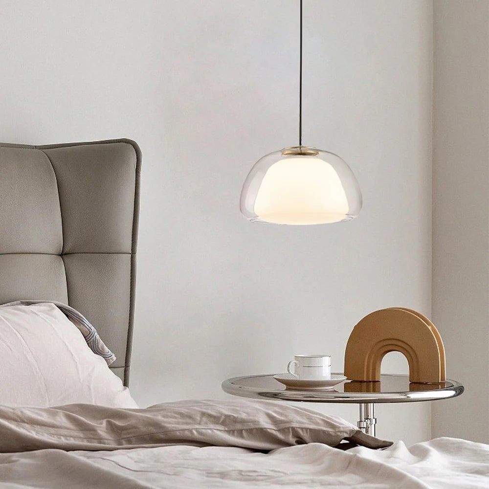 Valentina Modern LED Pendant Light Glass Metal Living Room - Neutral Decor
