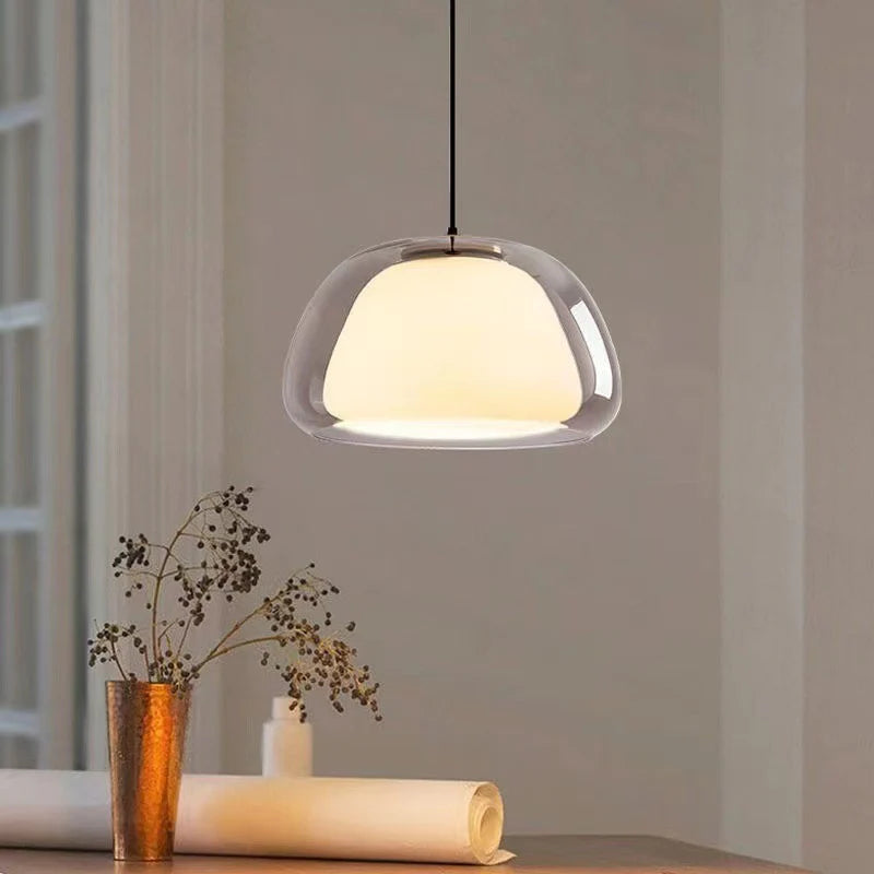 Valentina Modern LED Pendant Light Glass Metal Living Room - Neutral Decor