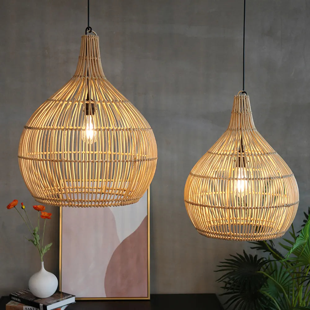Muto Japanese Creative Pendant Light Rattan Dining Room/Bedroom - Neutral Decor