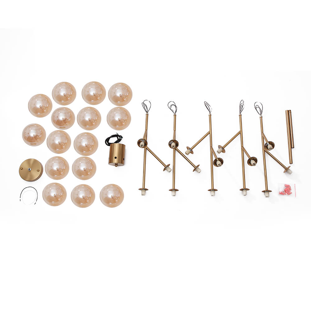 Seriva Modern Metal Glass Chandelier - Lamp Copper