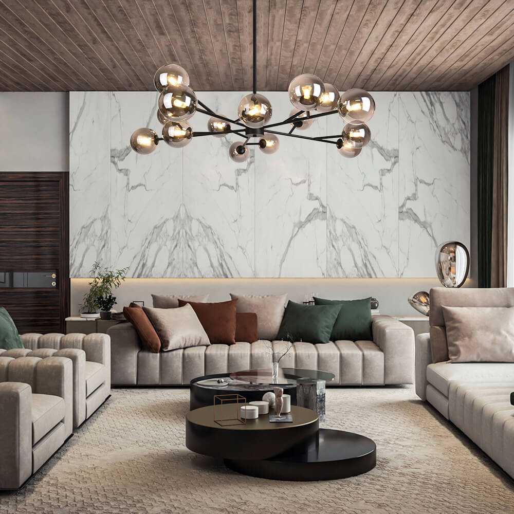 Seriva Modern Metal Glass Chandelier - Lamp Copper