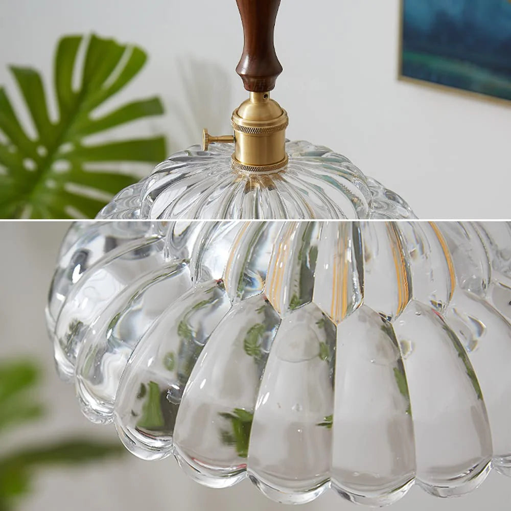 Valentina Modern LED Pendant Light Wooden Handle Metal Glass Bedroom - Neutral Decor