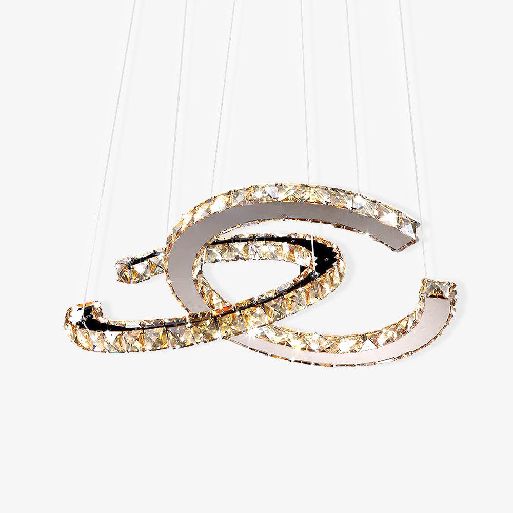 Elvian Chandelier Crystal Double C Modern Silver 2-Ring-Neutral Decor