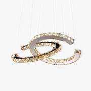 Elvian Chandelier Crystal Double C Modern Silver 2-Ring-Neutral Decor