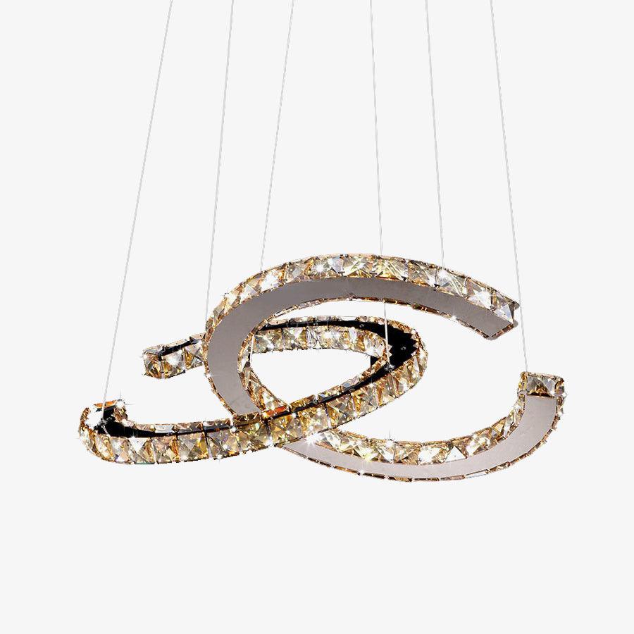 Elvian Chandelier Crystal Double C Modern Silver 2-Ring-Neutral Decor