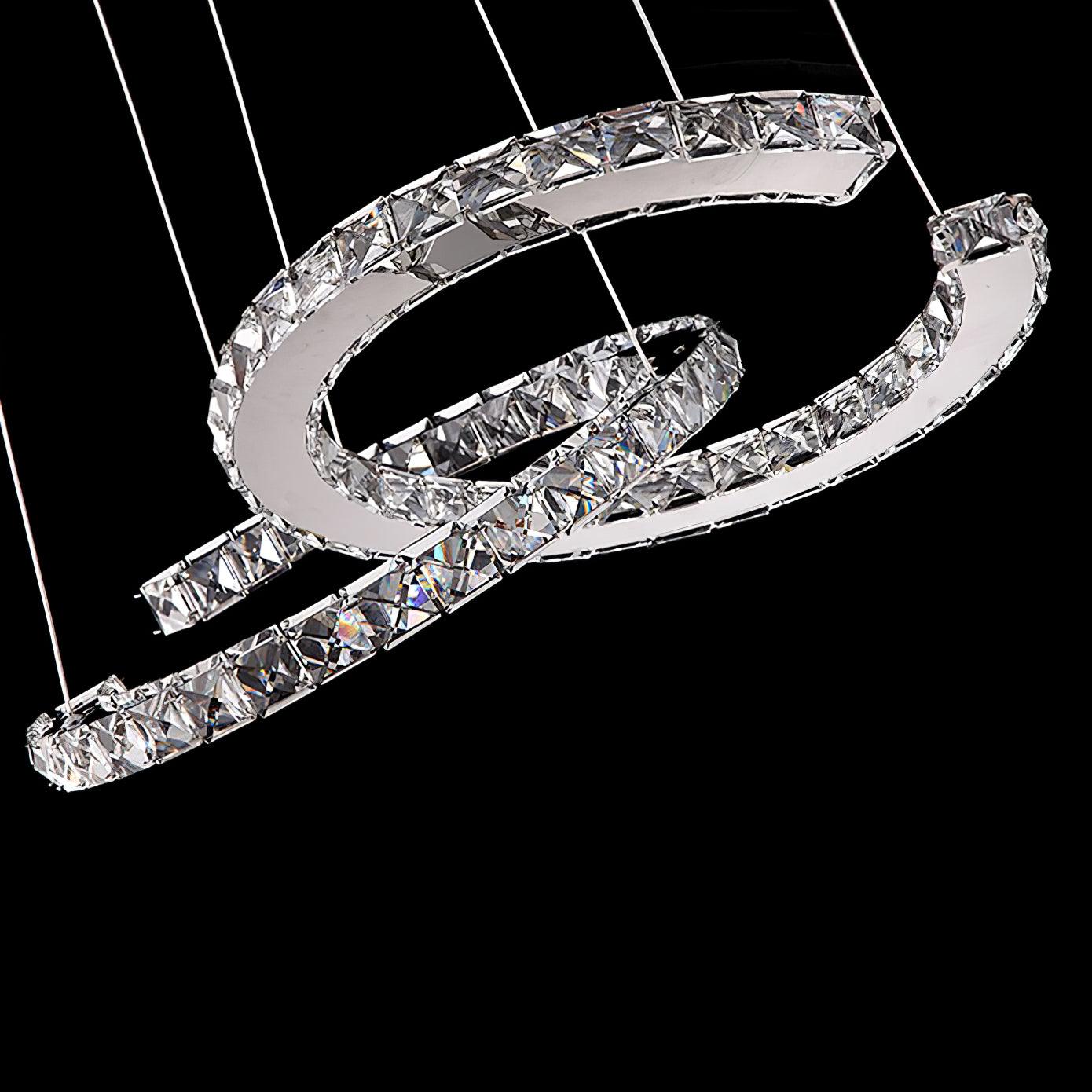 Elvian Chandelier Crystal Double C Modern Silver 2-Ring-Neutral Decor