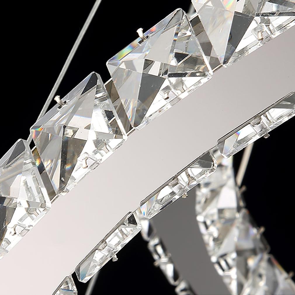 Elvian Chandelier Crystal Double C Modern Silver 2-Ring-Neutral Decor