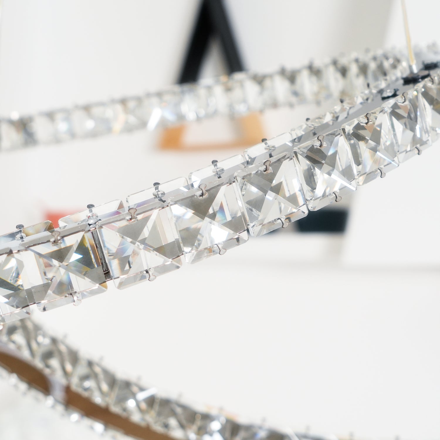 Elvian Chandelier Crystal Double C Modern Silver 2-Ring-Neutral Decor