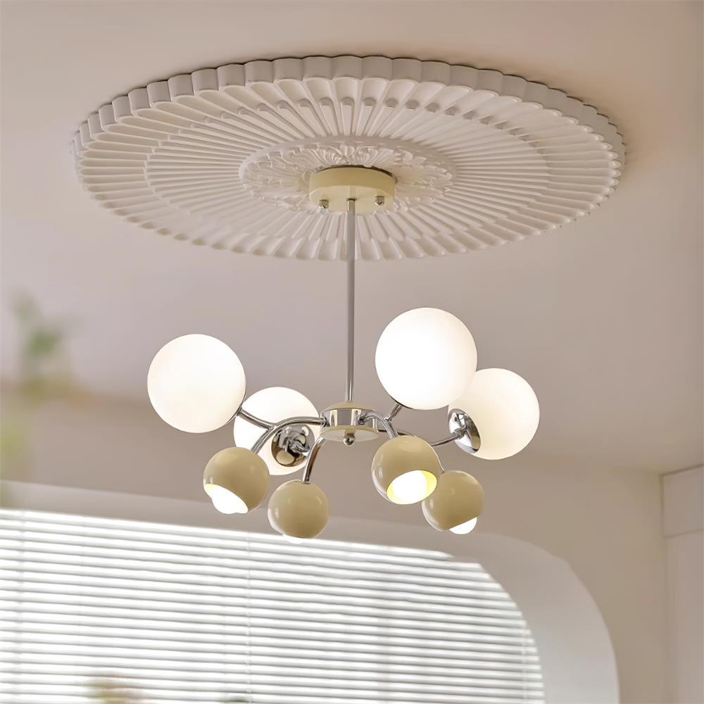 Chandelier Glass Metal Dome Petal Shades Minimalist Ambient Glow
