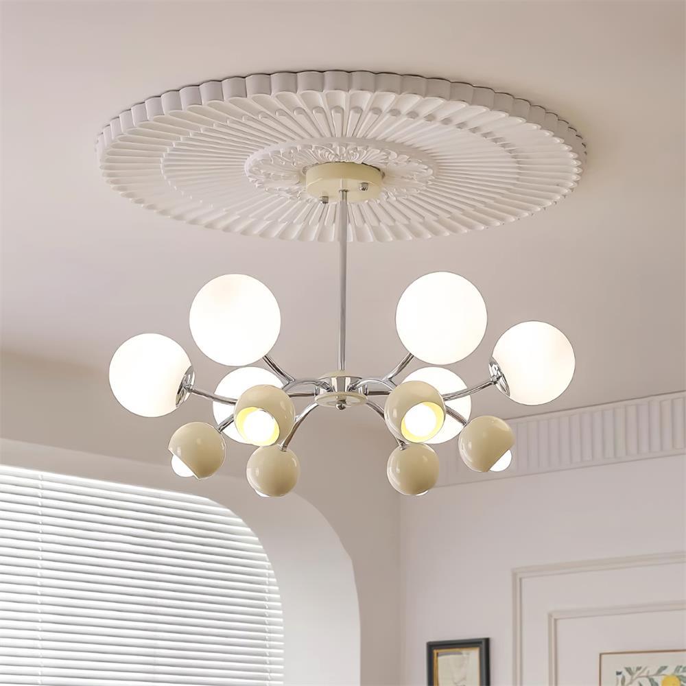 Chandelier Glass Metal Dome Petal Shades Minimalist Ambient Glow