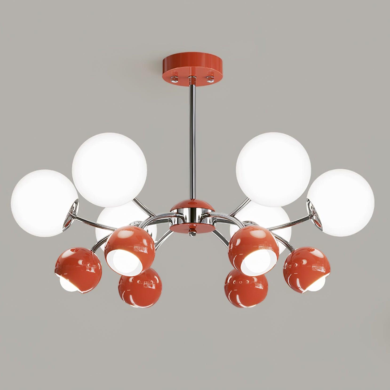 Chandelier Glass Metal Dome Petal Shades Minimalist Ambient Glow