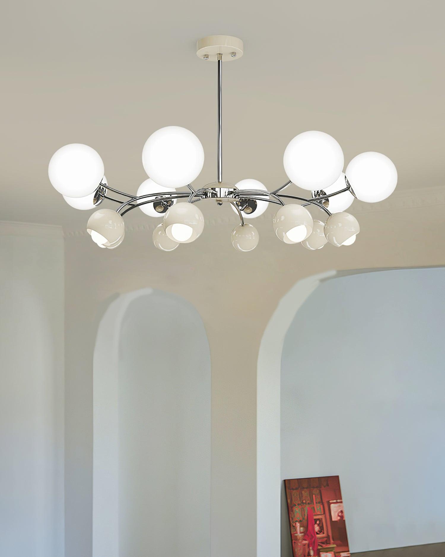 Chandelier Glass Metal Dome Petal Shades Minimalist Ambient Glow