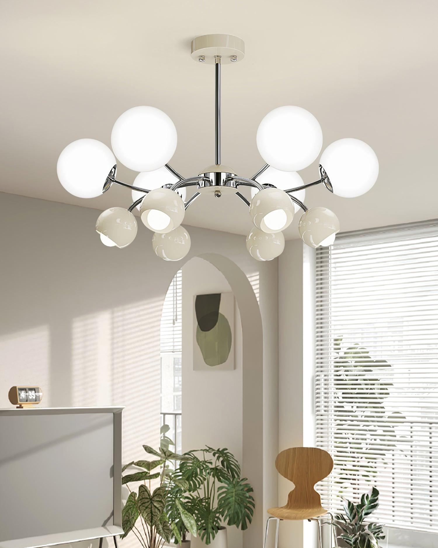 Eloria Chandelier Glass Dome Petal Minimalist Ambient-Neutral Decor