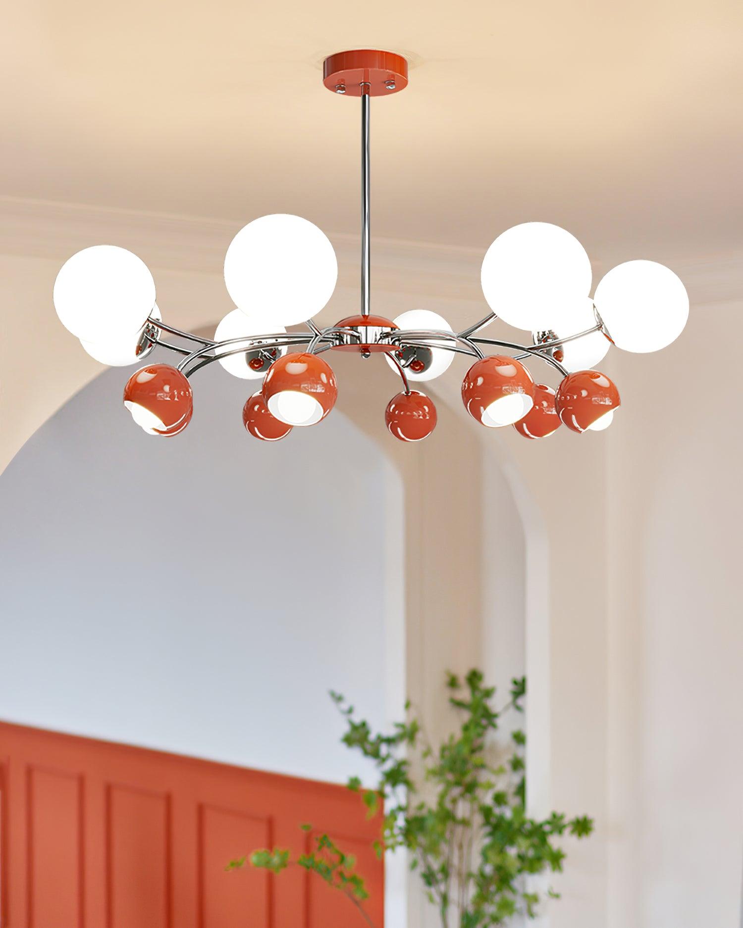 Chandelier Glass Metal Dome Petal Shades Minimalist Ambient Glow