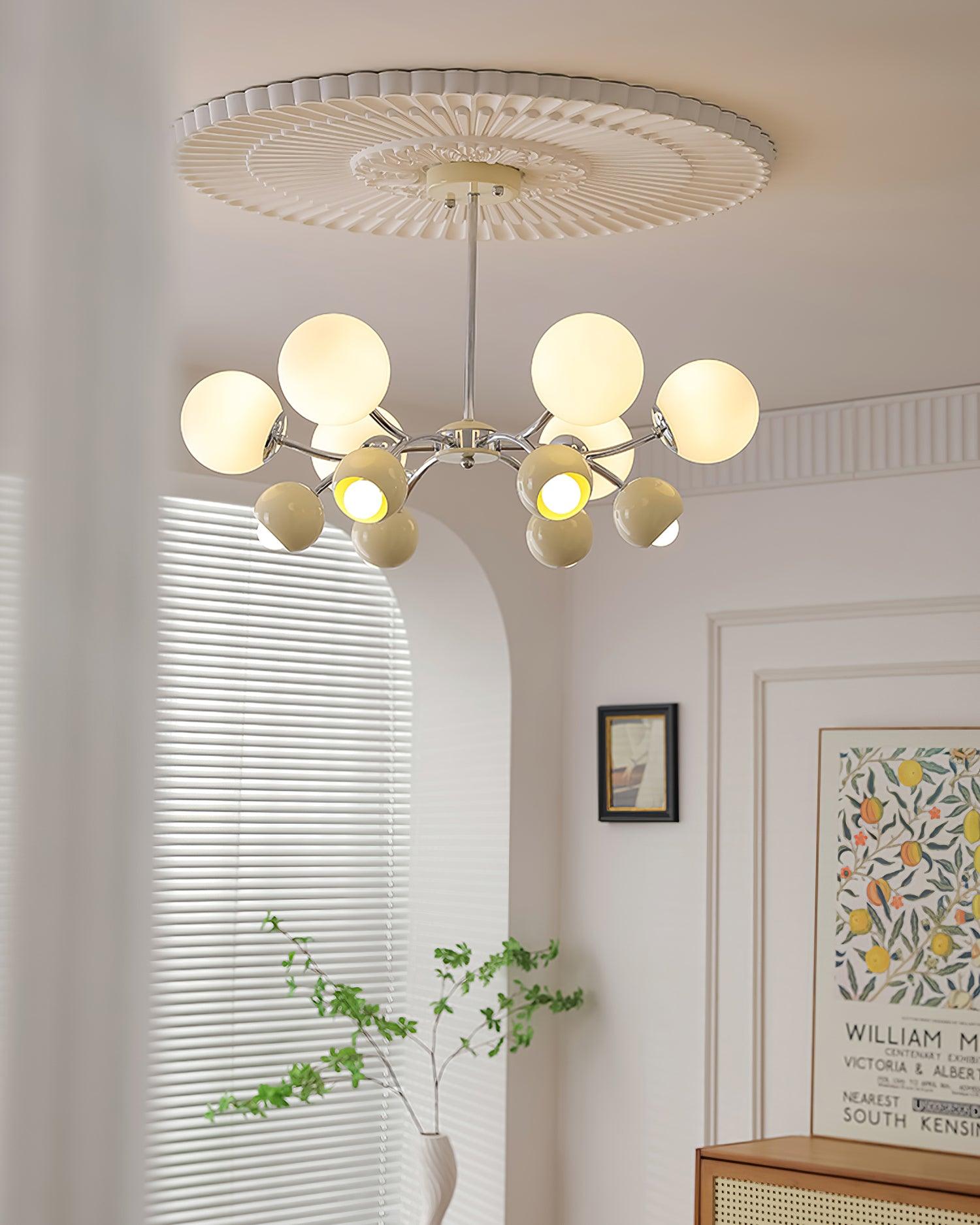 Chandelier Glass Metal Dome Petal Shades Minimalist Ambient Glow