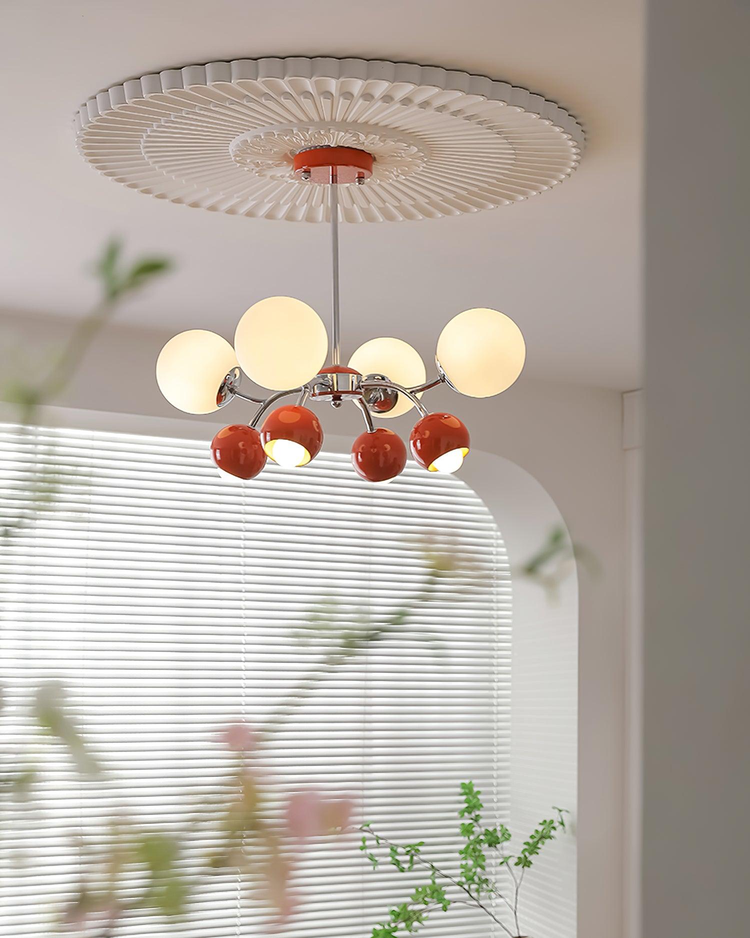 Eloria Chandelier Glass Dome Petal Minimalist Ambient-Neutral Decor