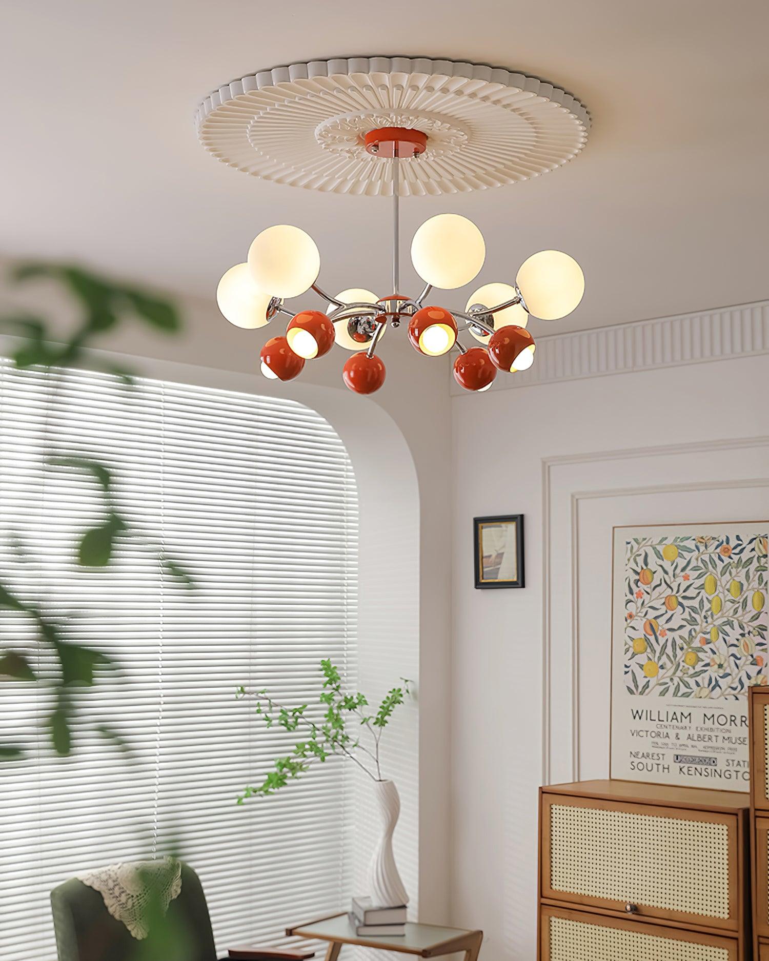 Eloria Chandelier Glass Dome Petal Minimalist Ambient-Neutral Decor