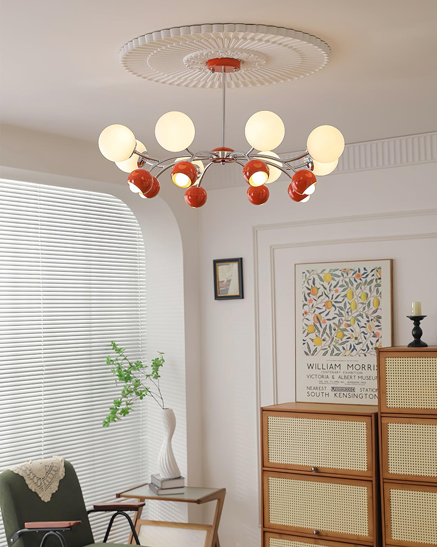 Eloria Chandelier Glass Dome Petal Minimalist Ambient-Neutral Decor