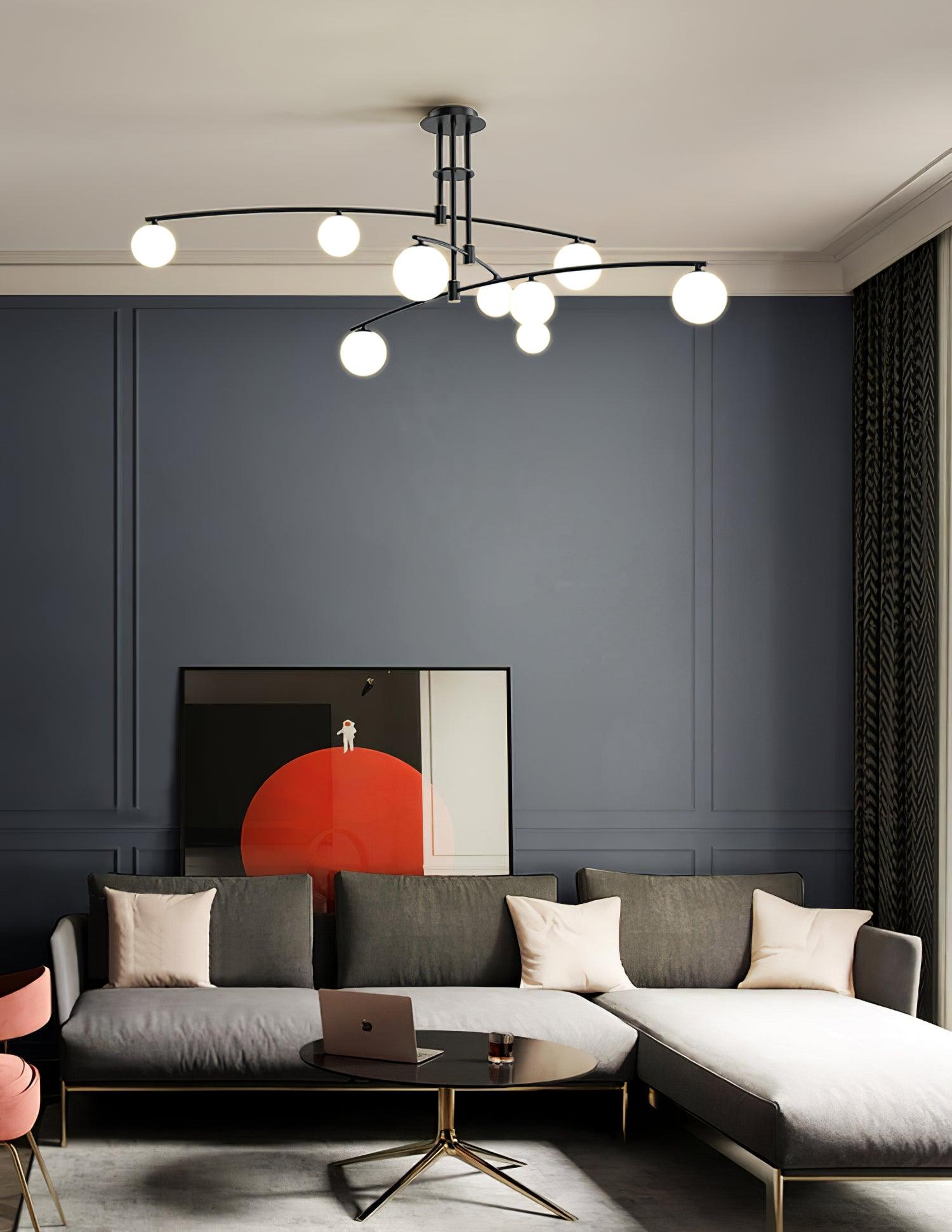 Dluxen Chandelier Long Arm Modern 6-Light-Neutral Decor