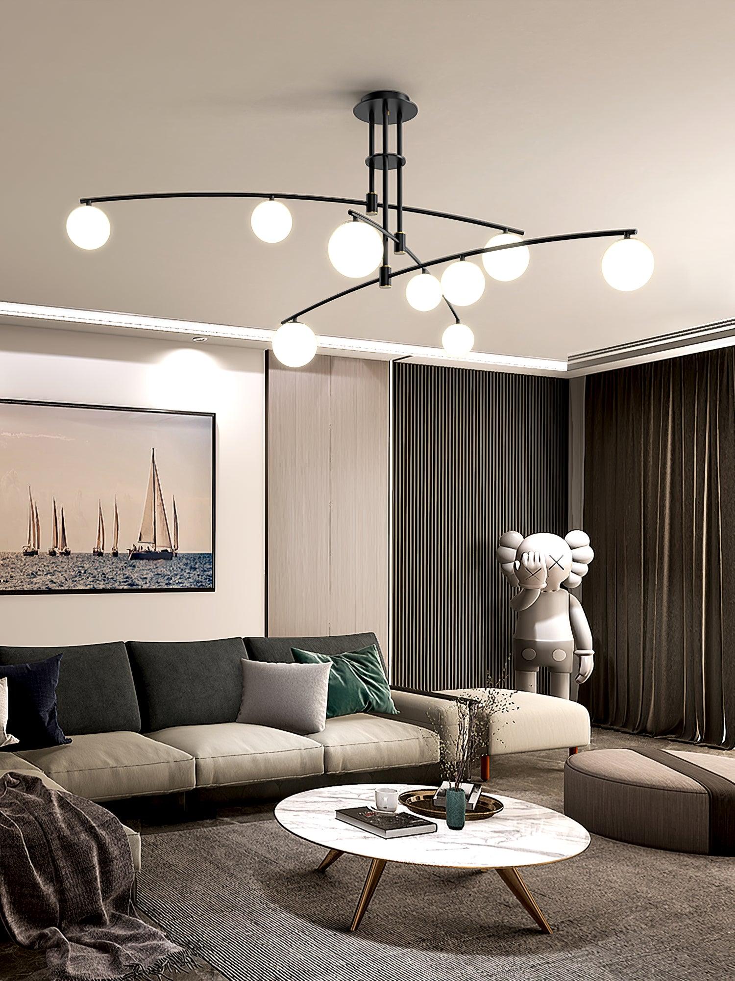Dluxen Chandelier Long Arm Modern 6-Light-Neutral Decor