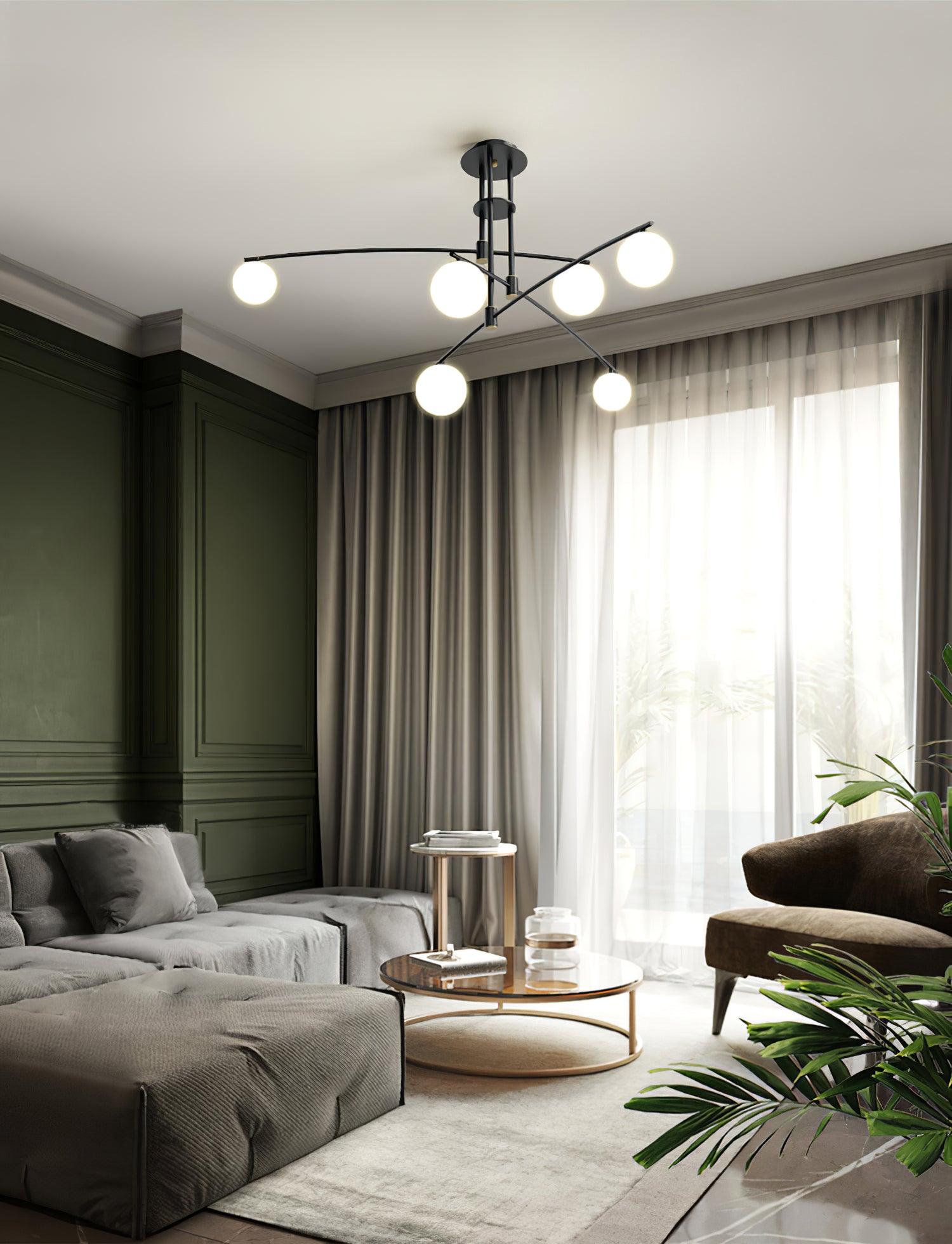 Dluxen Chandelier Long Arm Modern 6-Light-Neutral Decor