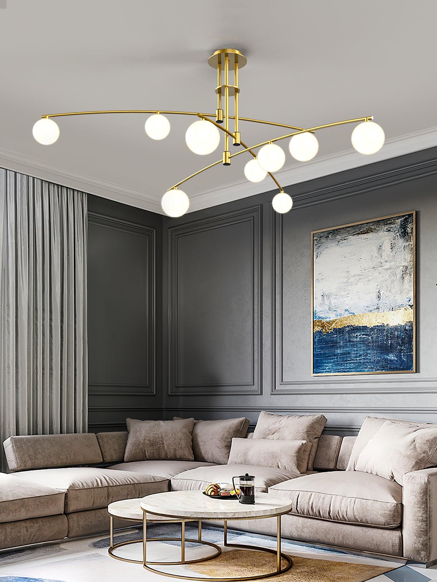 Dluxen Chandelier Long Arm Modern 6-Light-Neutral Decor