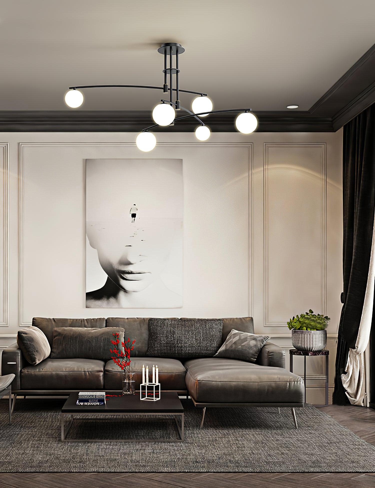 Dluxen Chandelier Long Arm Modern 6-Light-Neutral Decor