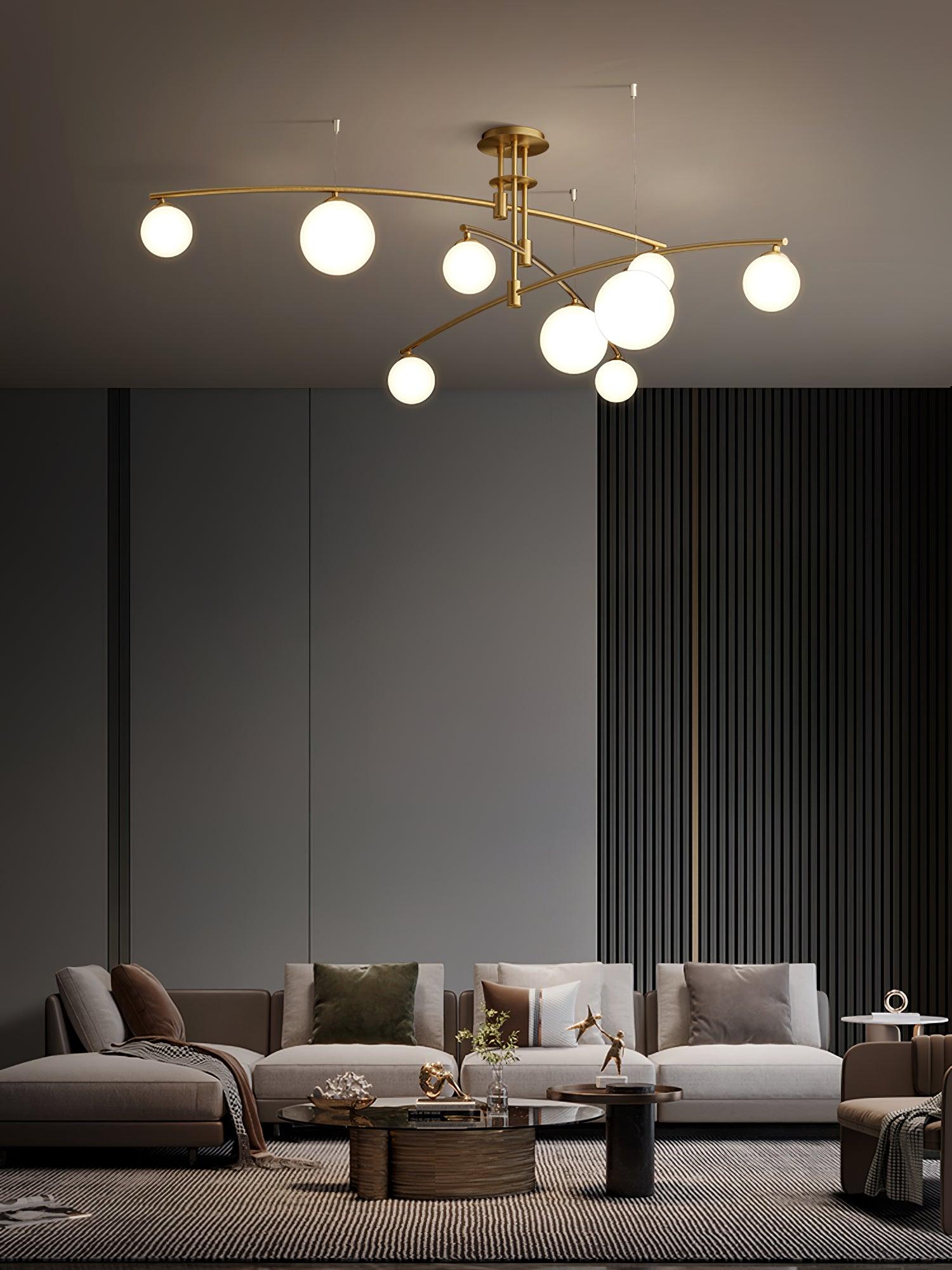 Dluxen Chandelier Long Arm Modern 6-Light-Neutral Decor