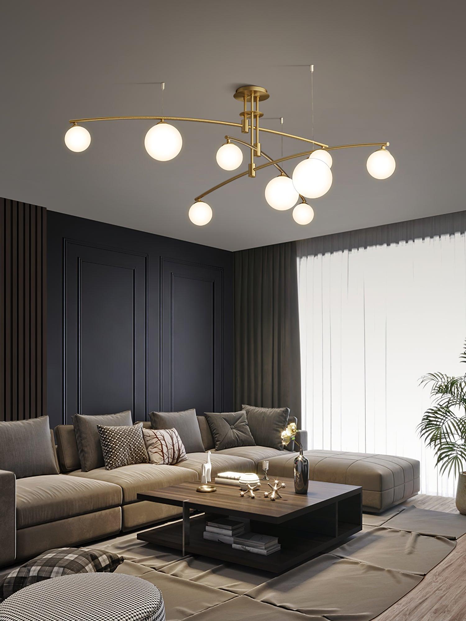 Dluxen Chandelier Long Arm Modern 6-Light-Neutral Decor