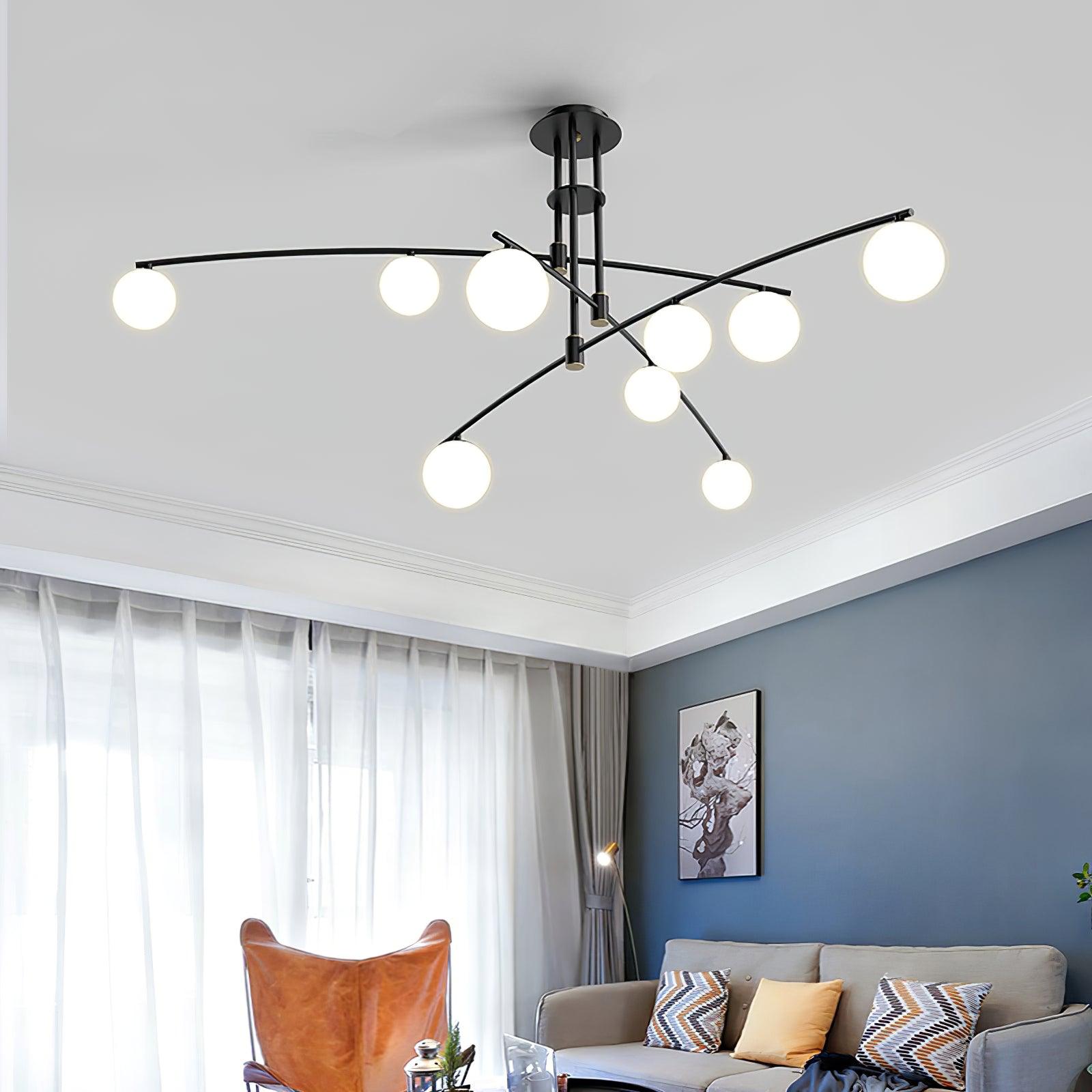 Dluxen Chandelier Long Arm Modern 6-Light-Neutral Decor