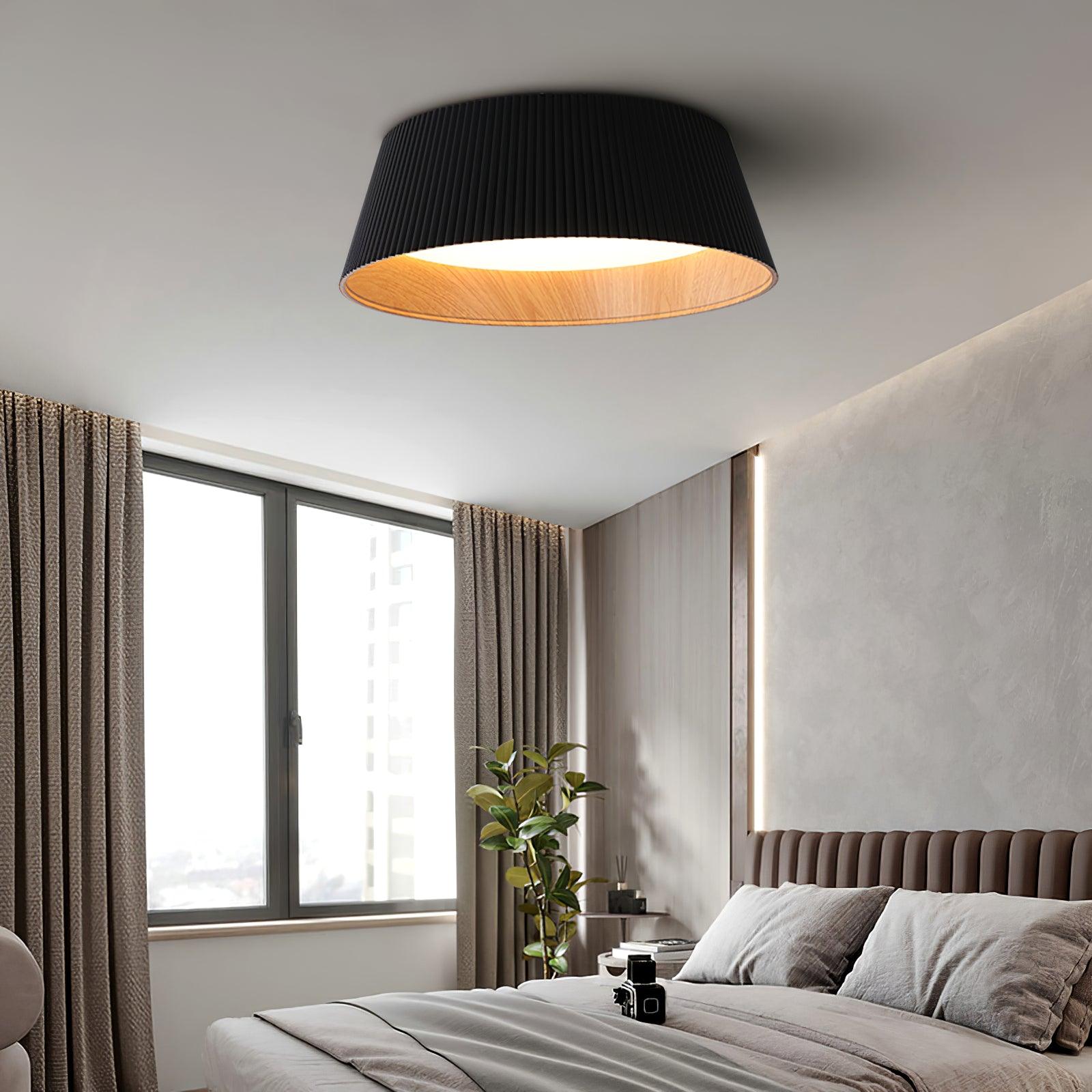 Lalem Ceiling Lamp Ribbed Drum Wood Elegant Contemporary-Neutral Decor