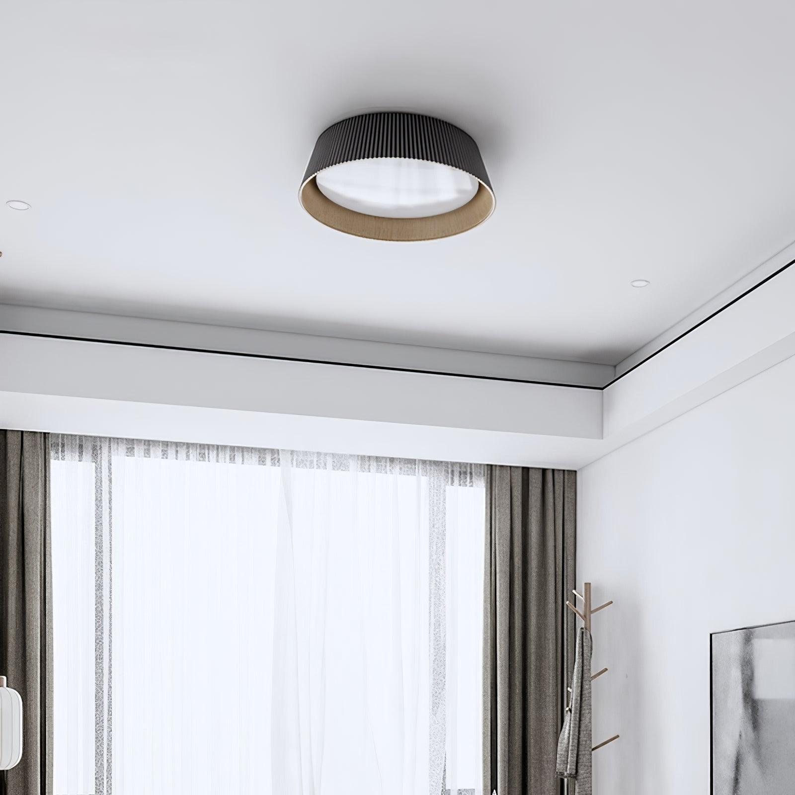 Lalem Ceiling Lamp Ribbed Drum Wood Elegant Contemporary-Neutral Decor