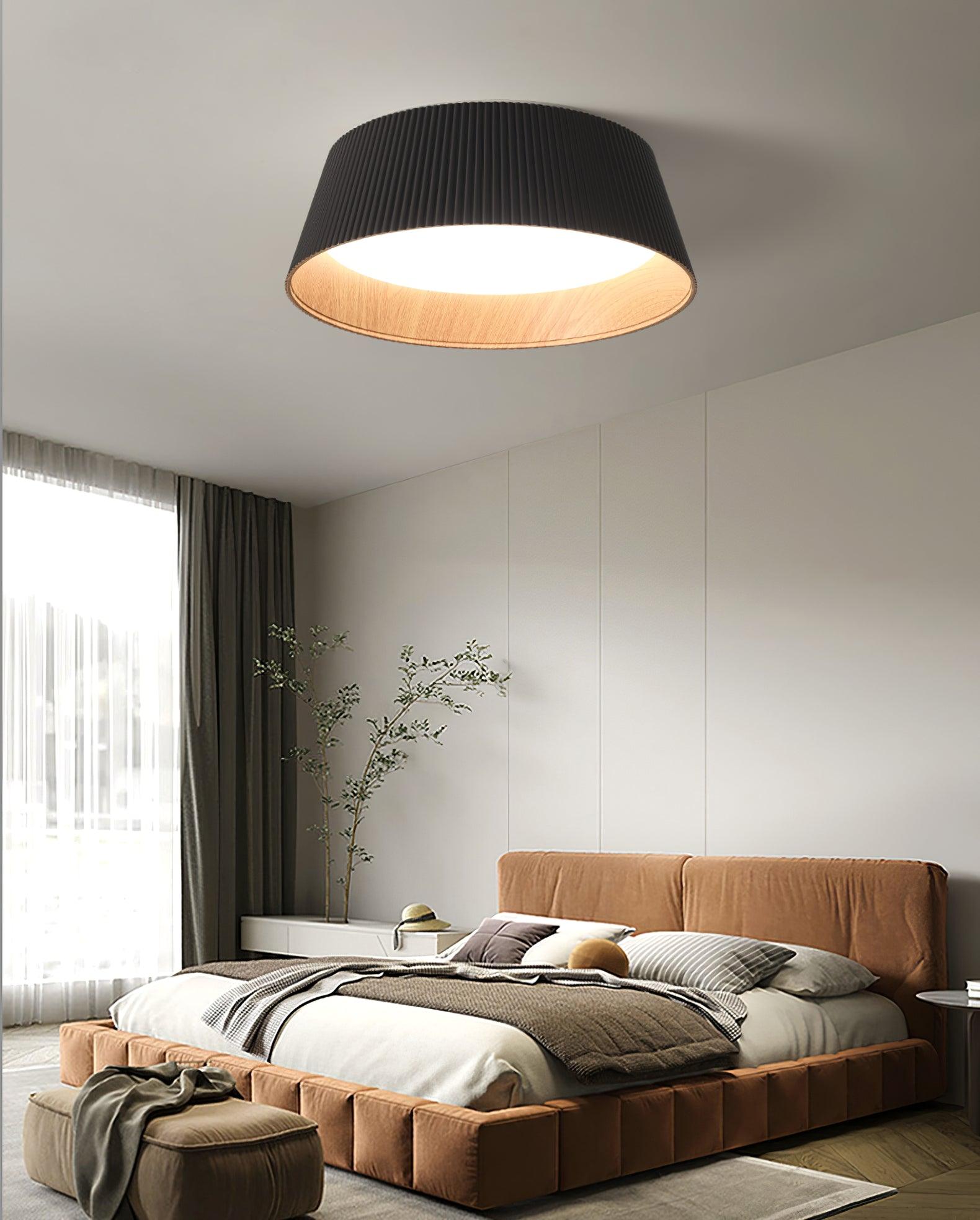 Lalem Ceiling Lamp Ribbed Drum Wood Elegant Contemporary-Neutral Decor