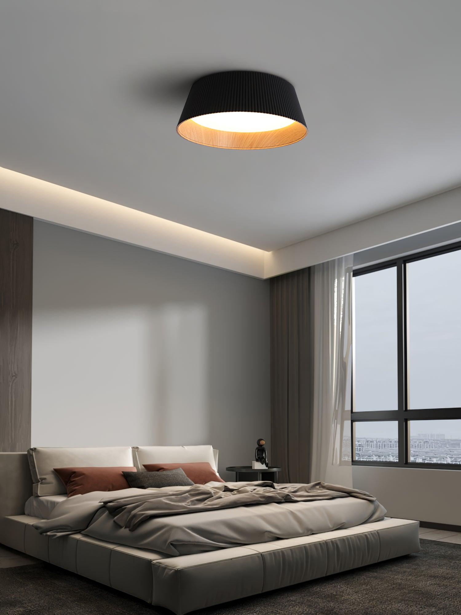 Lalem Ceiling Lamp Ribbed Drum Wood Elegant Contemporary-Neutral Decor