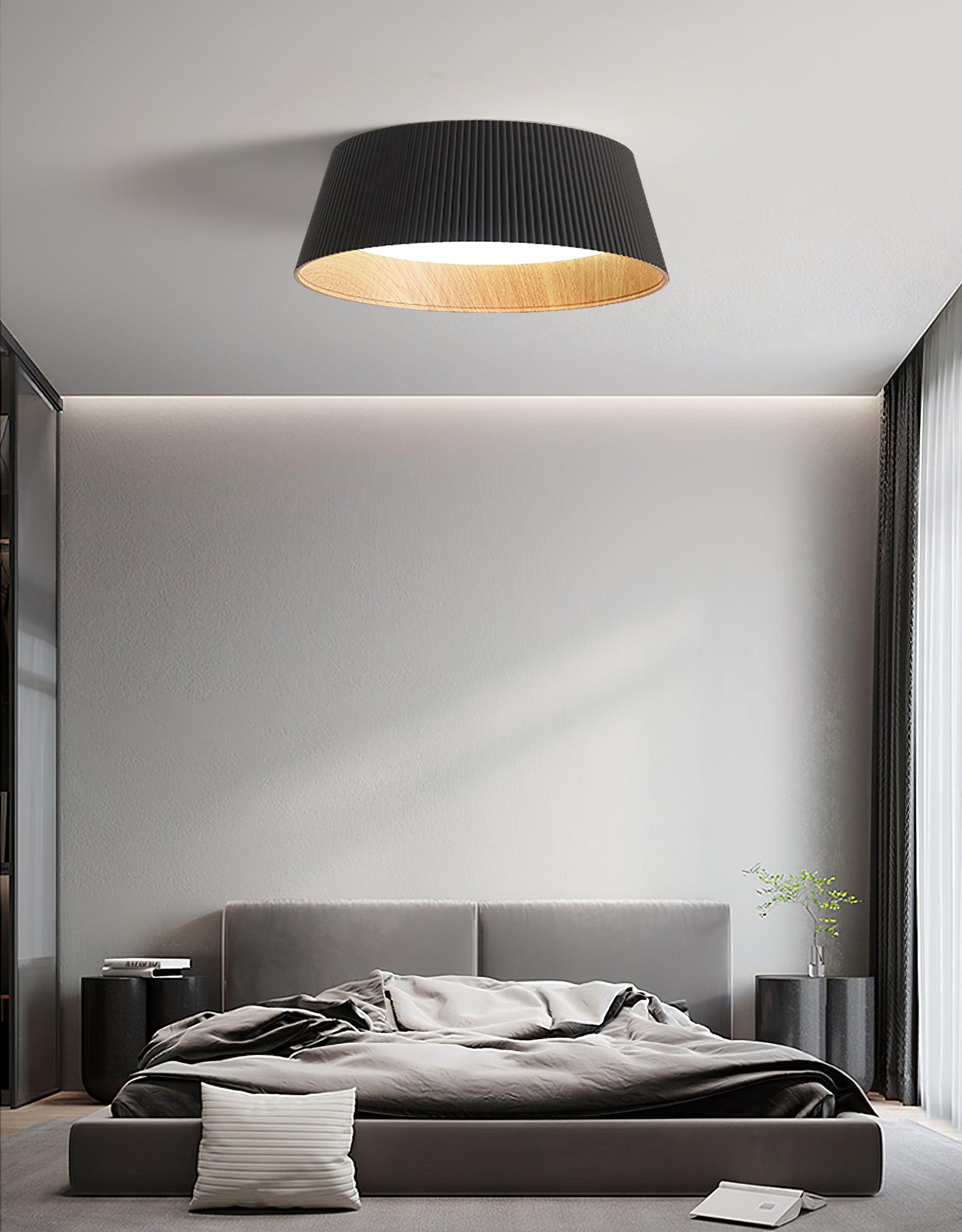 Lalem Ceiling Lamp Ribbed Drum Wood Elegant Contemporary-Neutral Decor