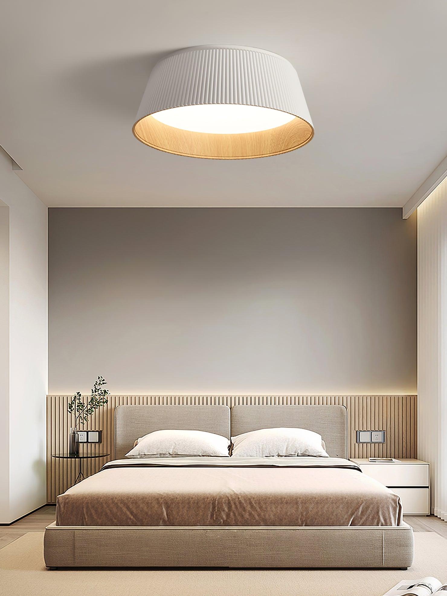 Lalem Ceiling Lamp Ribbed Drum Wood Elegant Contemporary-Neutral Decor