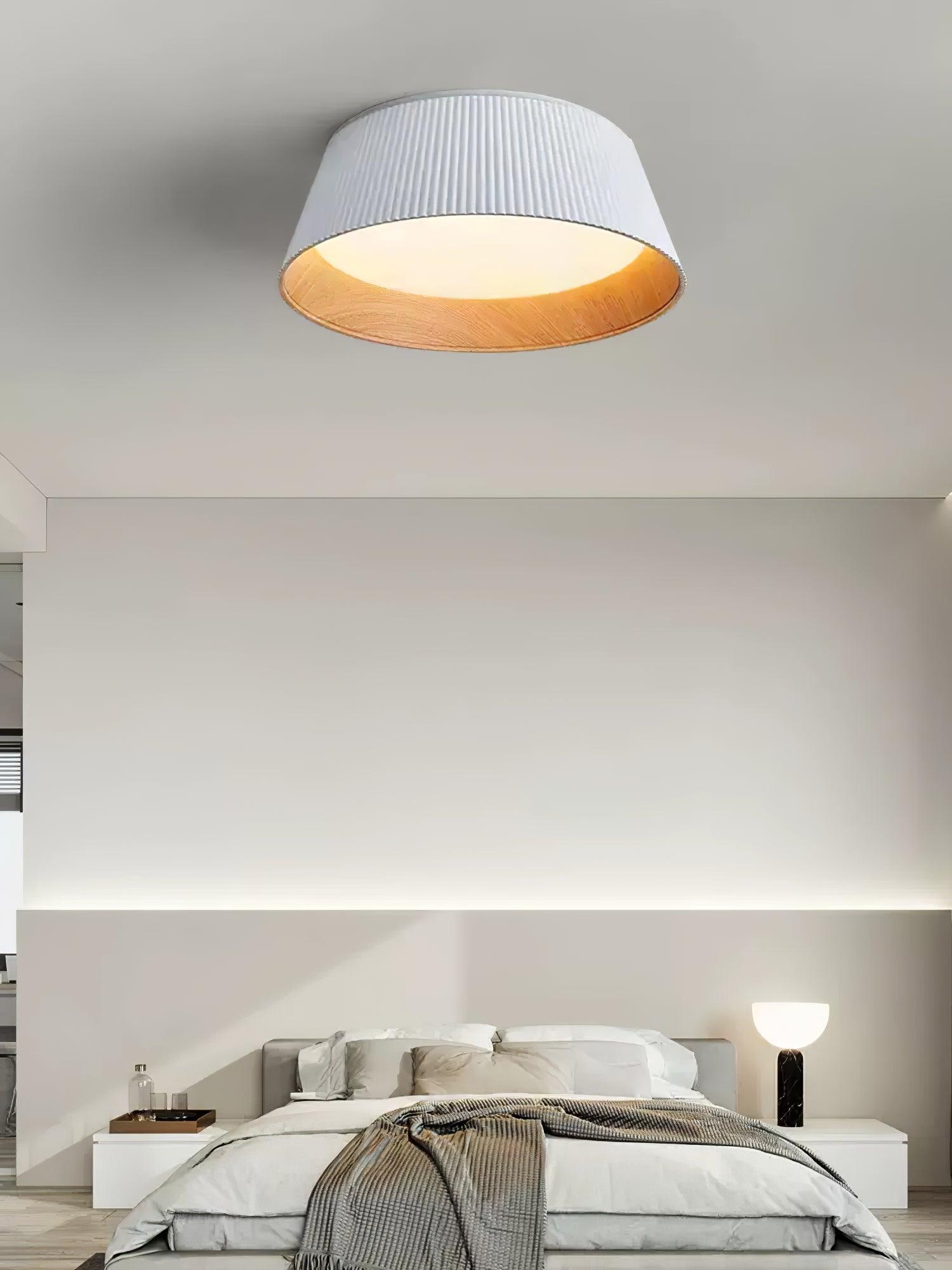 Lalem Ceiling Lamp Ribbed Drum Wood Elegant Contemporary-Neutral Decor