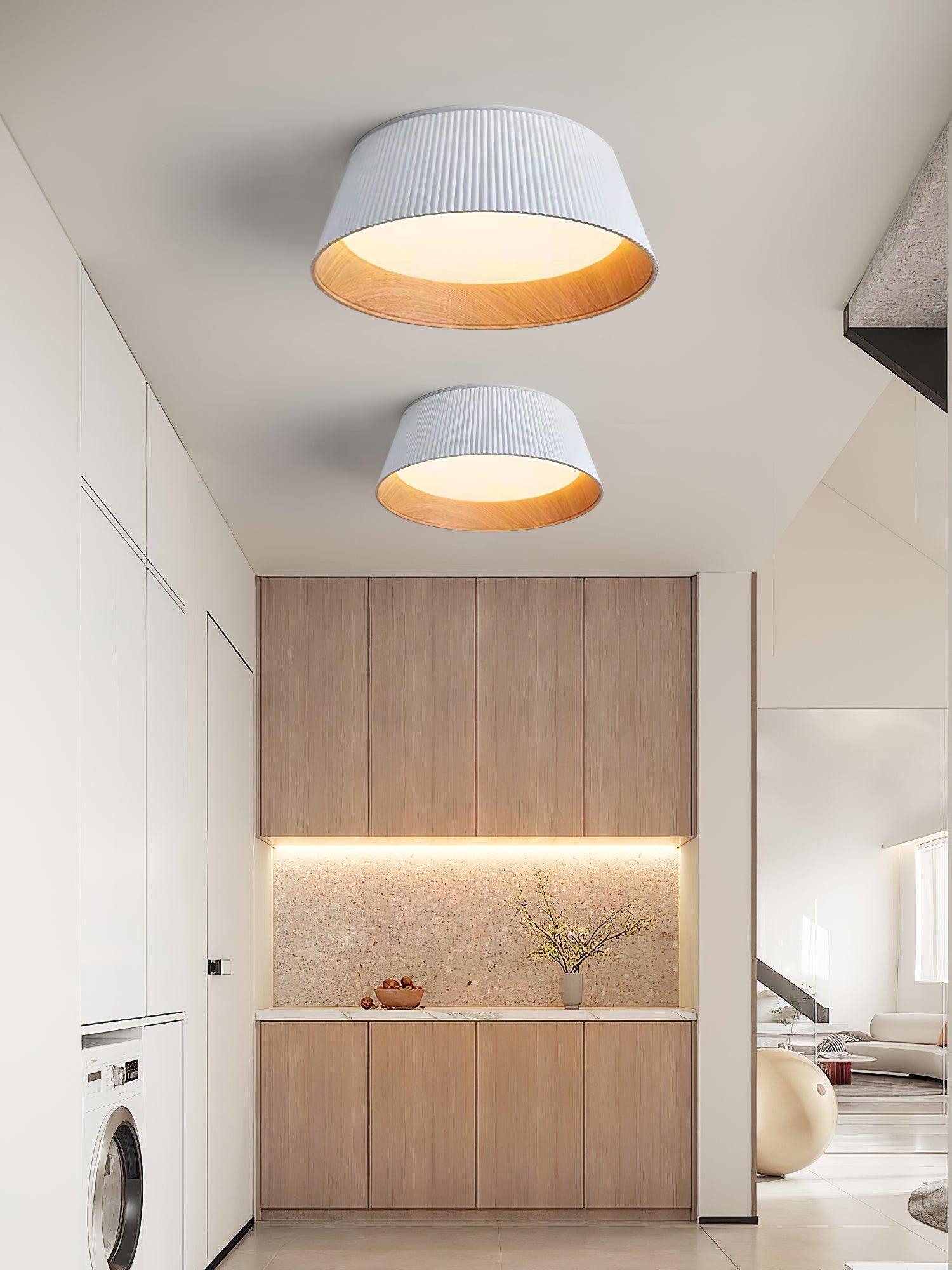 Lalem Ceiling Lamp Ribbed Drum Wood Elegant Contemporary-Neutral Decor