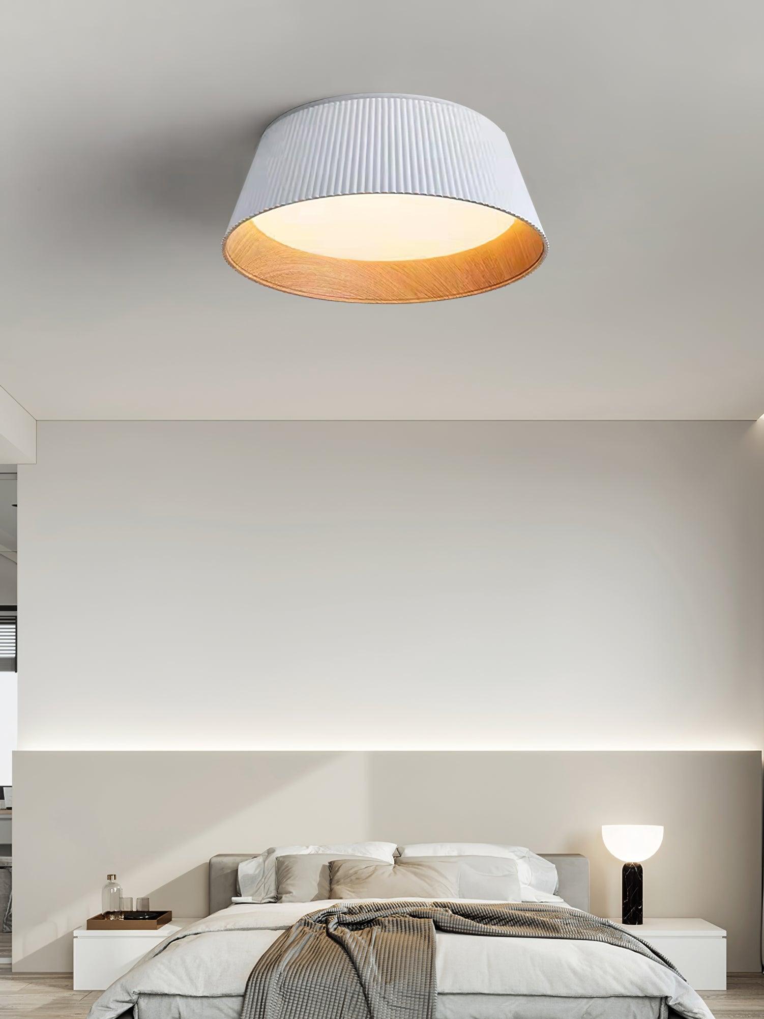 Lalem Ceiling Lamp Ribbed Drum Wood Elegant Contemporary-Neutral Decor