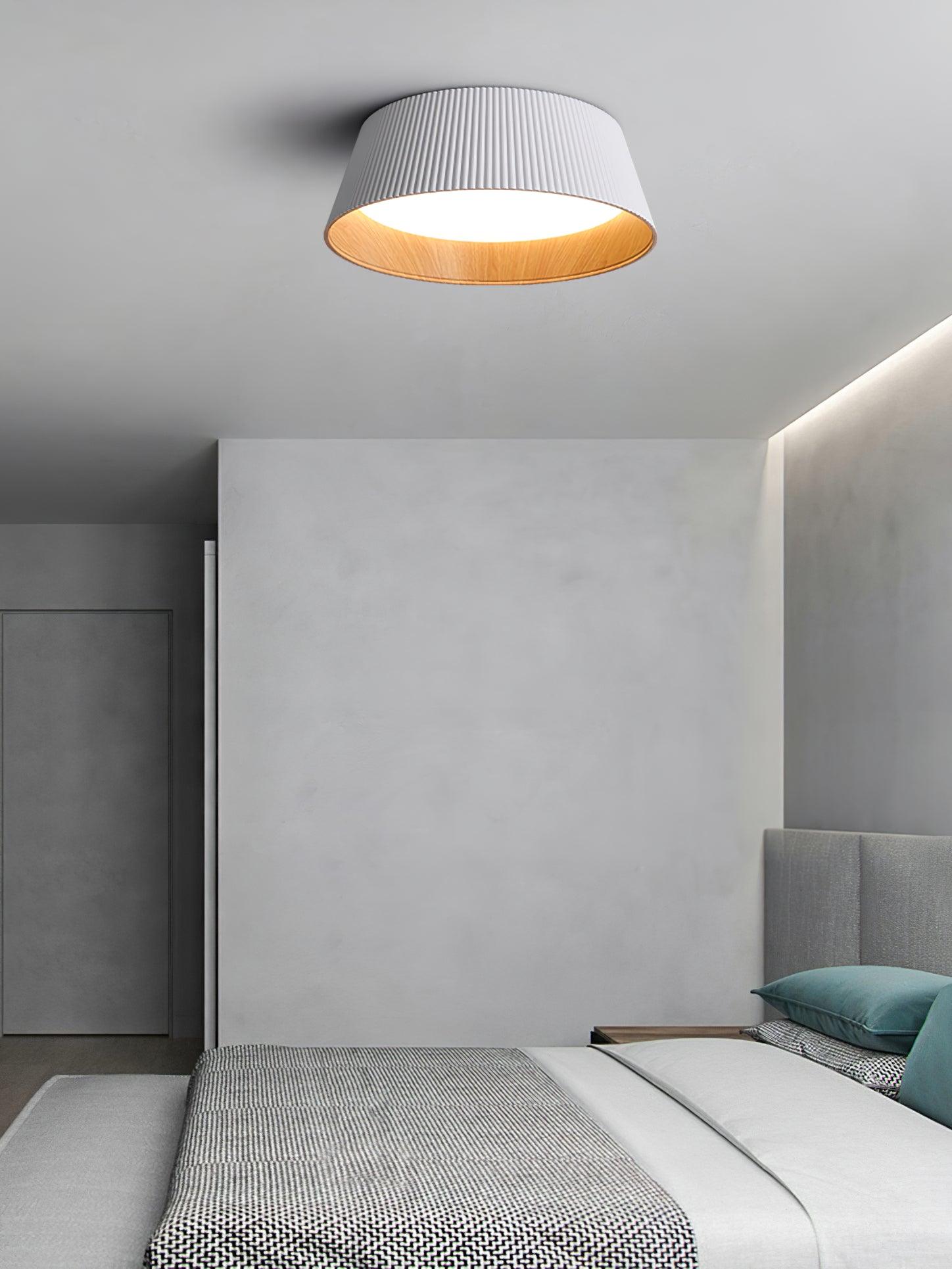 Lalem Ceiling Lamp Ribbed Drum Wood Elegant Contemporary-Neutral Decor