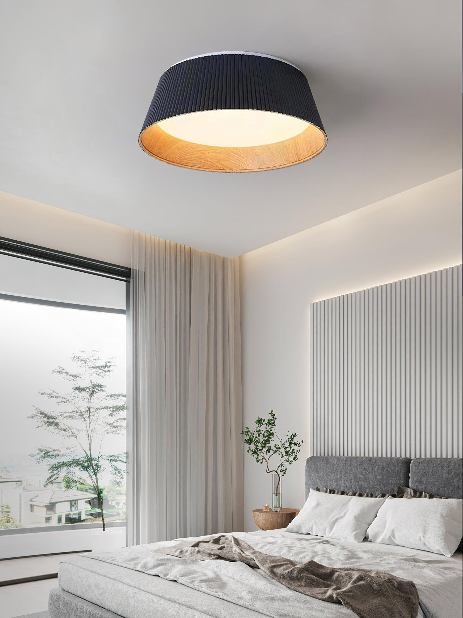 Lalem Ceiling Lamp Ribbed Drum Wood Elegant Contemporary-Neutral Decor