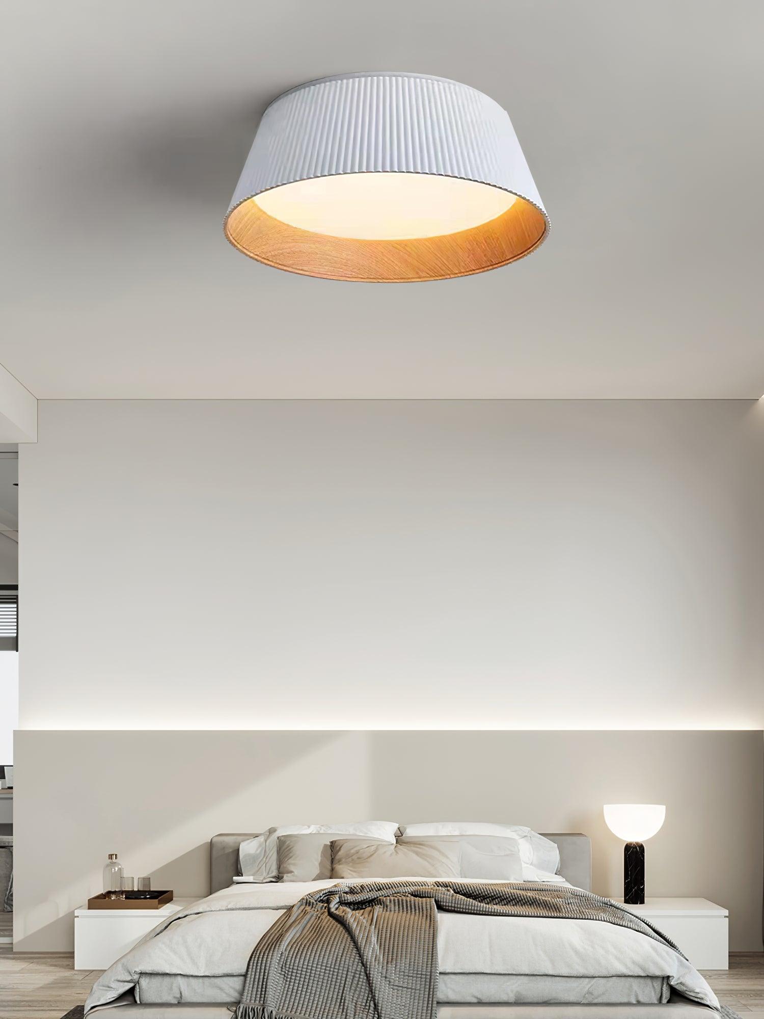 Lalem Ceiling Lamp Ribbed Drum Wood Elegant Contemporary-Neutral Decor