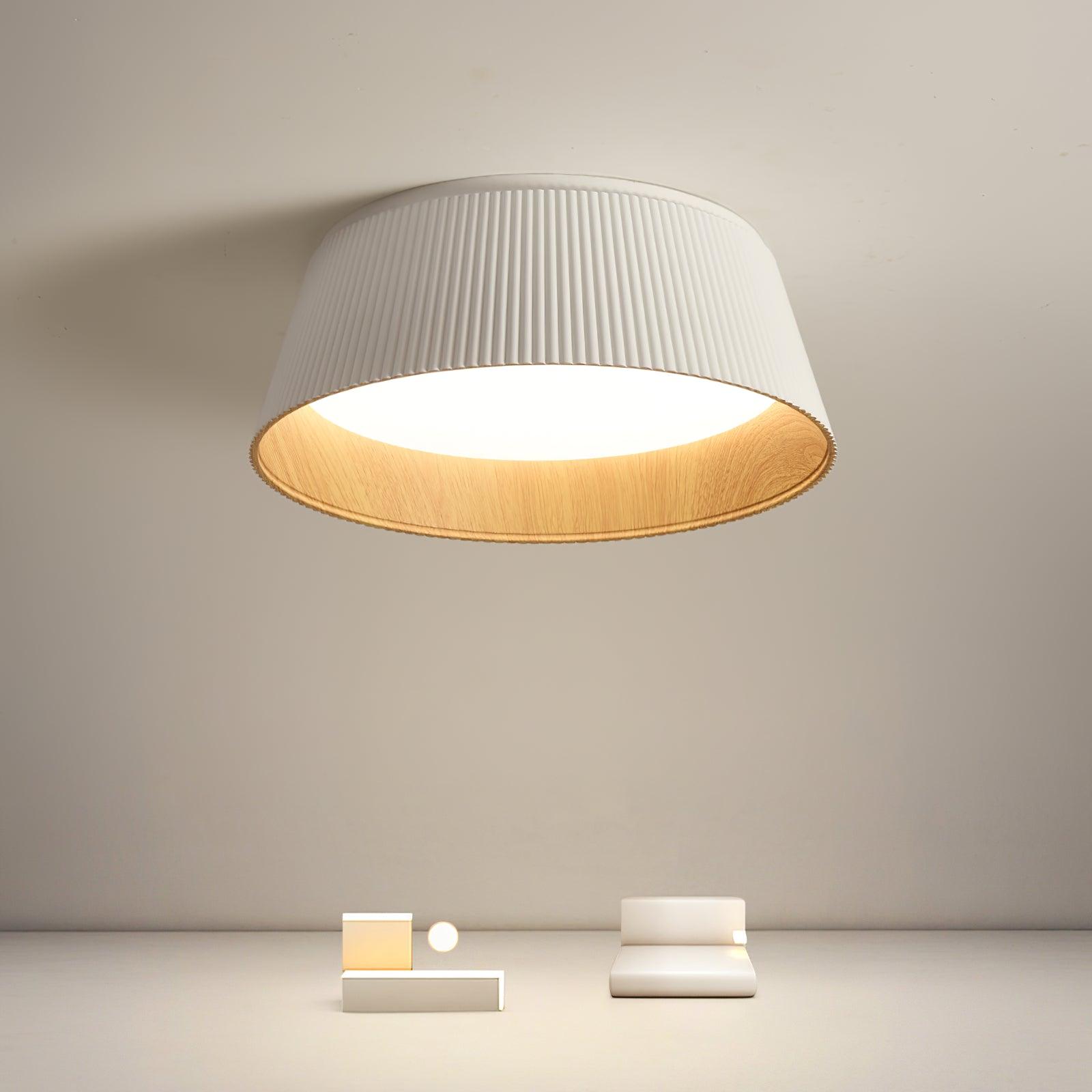 Lalem Ceiling Lamp Ribbed Drum Wood Elegant Contemporary-Neutral Decor