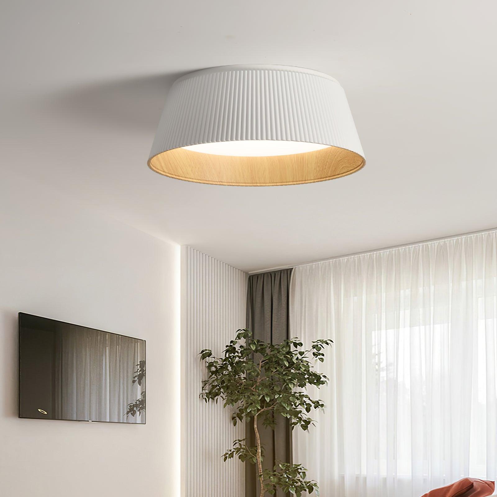 Lalem Ceiling Lamp Ribbed Drum Wood Elegant Contemporary-Neutral Decor