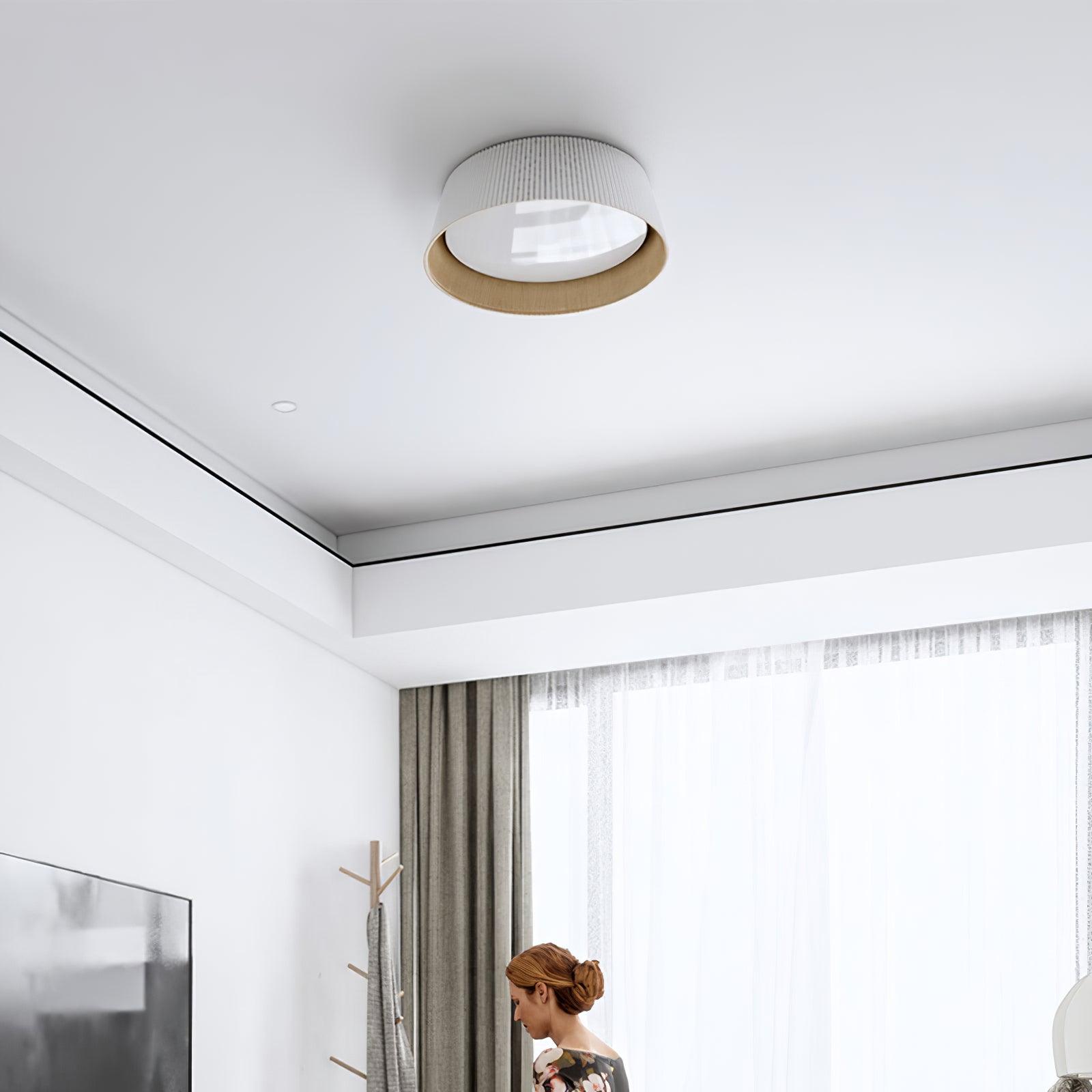 Lalem Ceiling Lamp Ribbed Drum Wood Elegant Contemporary-Neutral Decor