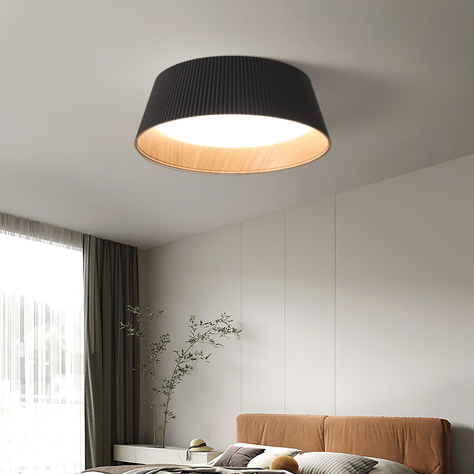 Lalem Ceiling Lamp Ribbed Drum Wood Elegant Contemporary-Neutral Decor