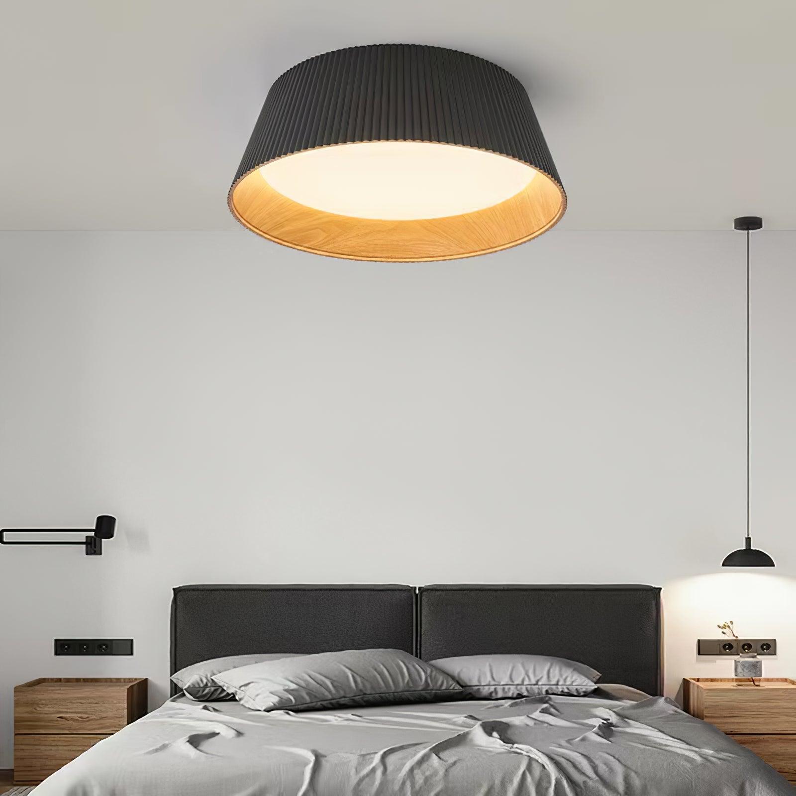 Lalem Ceiling Lamp Ribbed Drum Wood Elegant Contemporary-Neutral Decor