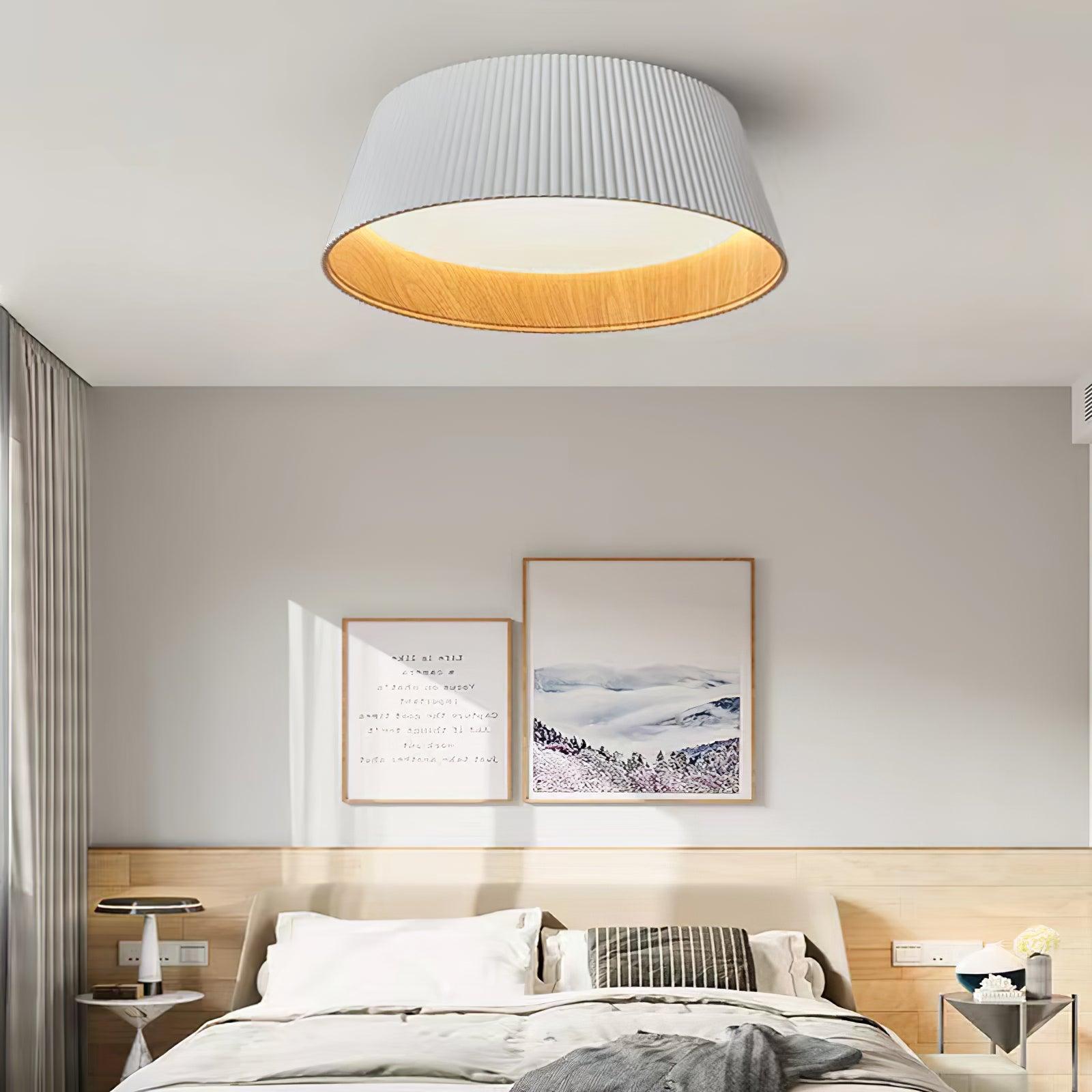 Lalem Ceiling Lamp Ribbed Drum Wood Elegant Contemporary-Neutral Decor